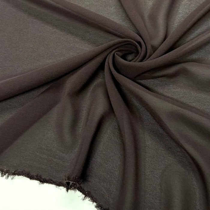 Tissu crêpe de soie 100% chocolate - Tissu haute couture Français