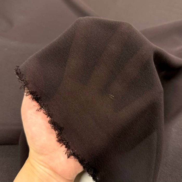 Tissu crêpe de soie 100% chocolate - Tissu haute couture Français