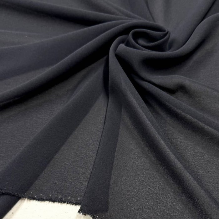 Tissu crêpe de soie 100% noir  - Tissu haute couture Français Tissu crêpe de soie 100% noir  - Tissu haute couture Français