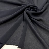 Tissu crêpe de soie 100% noir  - Tissu haute couture Français Tissu crêpe de soie 100% noir  - Tissu haute couture Français