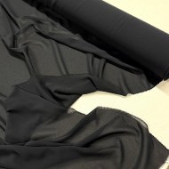 Tissu crêpe de soie 100% noir  - Tissu haute couture Français Tissu crêpe de soie 100% noir  - Tissu haute couture Français