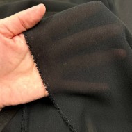 Tissu crêpe de soie 100% noir  - Tissu haute couture Français Tissu crêpe de soie 100% noir  - Tissu haute couture Français