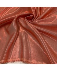 Tissu soie polyester lurex orange - Tissu haute couture Français