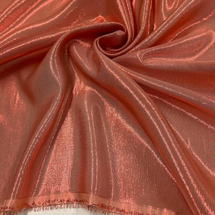 Tissu soie polyester lurex orange - Tissu haute couture Français Tissu soie polyester lurex orange - Tissu haute couture Français