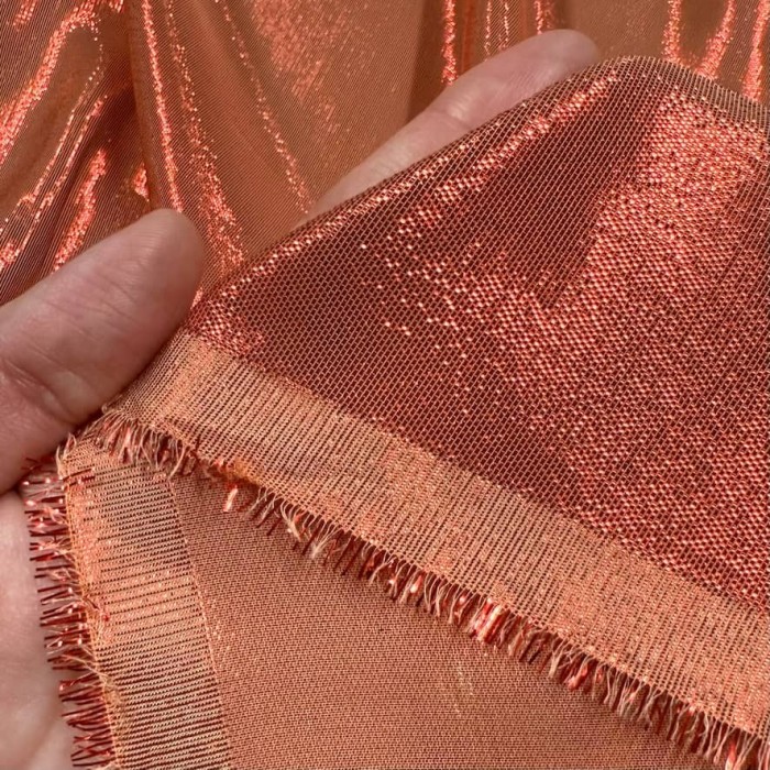 Tissu soie polyester lurex orange - Tissu haute couture Français Tissu soie polyester lurex orange - Tissu haute couture Français