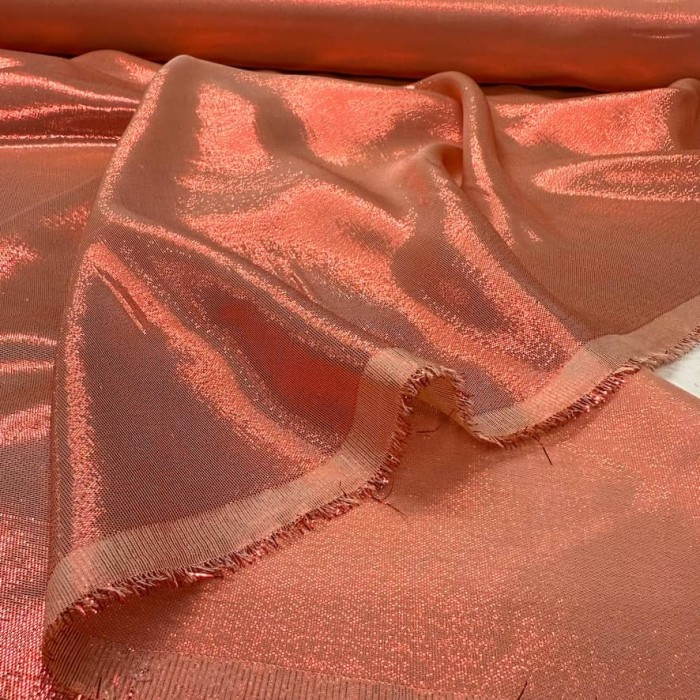 Tissu soie polyester lurex orange - Tissu haute couture Français Tissu soie polyester lurex orange - Tissu haute couture Français