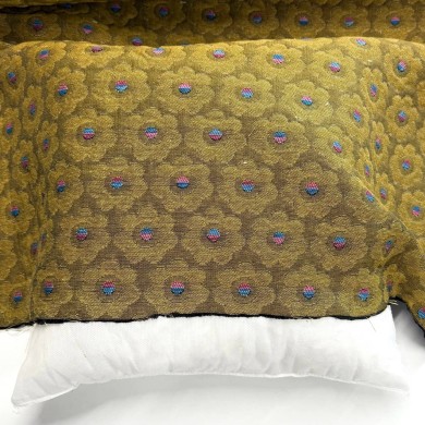 Tissu Jacquard Martha fleurs seventies moutarde