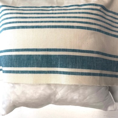 Tissu Baya rayure bleu - Tissé en France Tissu Baya rayure bleu - Tissé en France