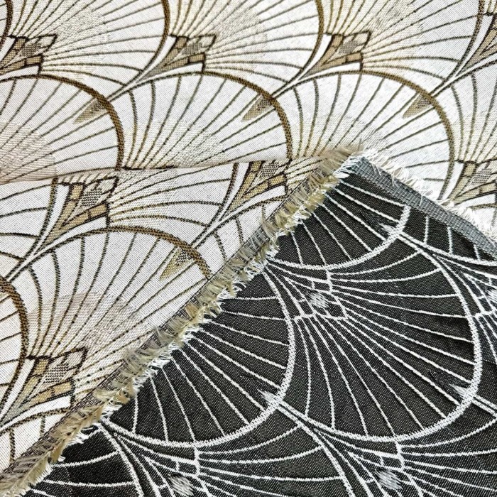 Tissu jacquard Elégance aspect lin motif art déco Tissu jacquard Elégance aspect lin motif art déco