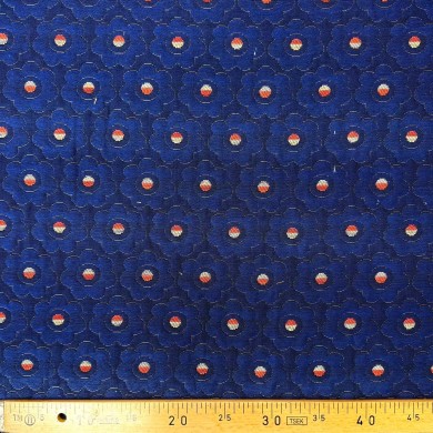 Tissu Jacquard Martha fleurs seventies bleu