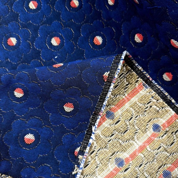 Tissu Jacquard Martha fleurs seventies bleu Tissu Jacquard Martha fleurs seventies bleu