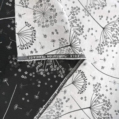 Tissu Jacquard gris pissenlit fleurs Tissu Jacquard gris pissenlit fleurs