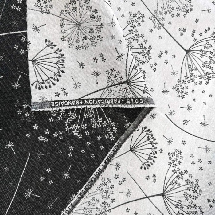 Tissu Jacquard gris pissenlit fleurs Tissu Jacquard gris pissenlit fleurs