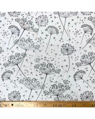 Tissu Jacquard gris pissenlit fleurs