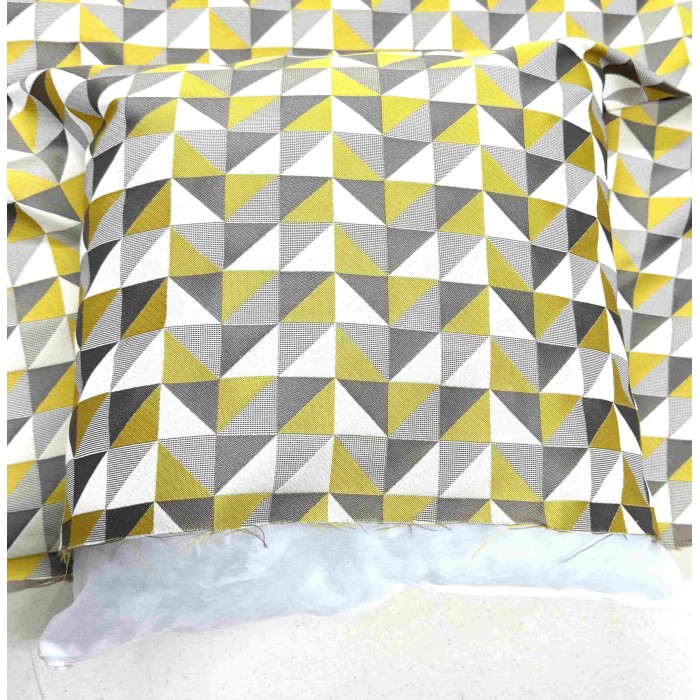 Tissu Jacquard Berlingot géométrique jaune gris
