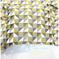 Tissu Jacquard Berlingot géométrique jaune gris