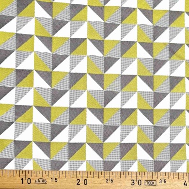 Tissu Jacquard Berlingot géométrique jaune gris