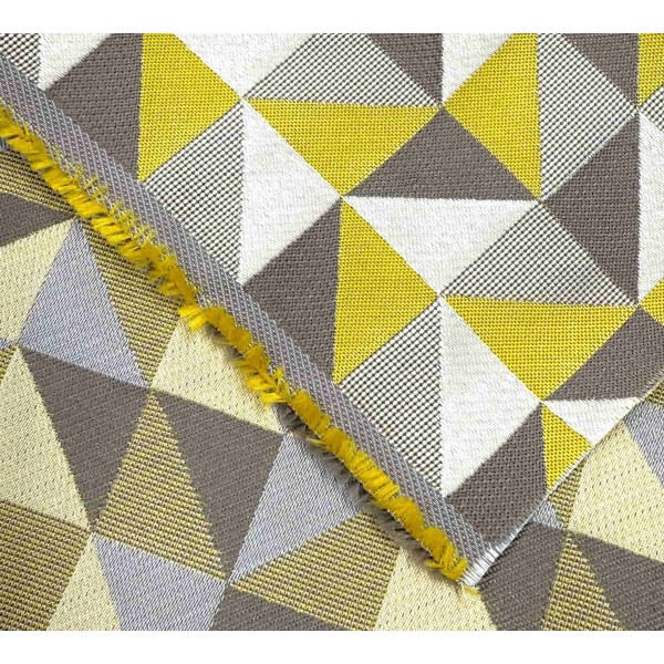 Tissu Jacquard Berlingot géométrique jaune gris Tissu Jacquard Berlingot géométrique jaune gris