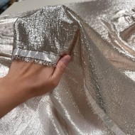 Tissu soie polyester lurex écru - Tissu haute couture Français