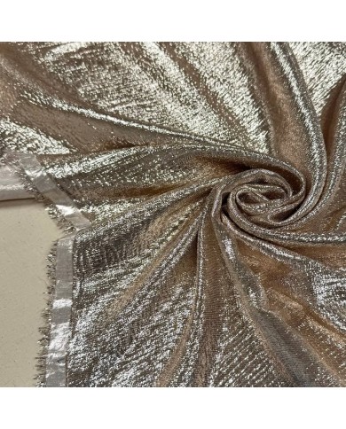 Tissu soie polyester lurex écru - Tissu haute couture Français