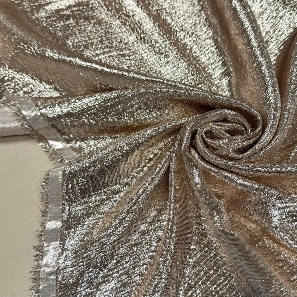 Tissu soie polyester lurex écru - Tissu haute couture Français Tissu soie polyester lurex écru - Tissu haute couture Français