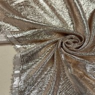 Tissu soie polyester lurex écru - Tissu haute couture Français