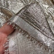 Tissu soie polyester lurex écru - Tissu haute couture Français