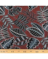 Tissu Jacquard Austral feuille rouge