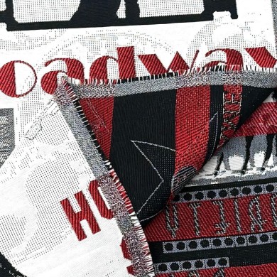 Tissu Jacquard Cinema 12 blanc rouge