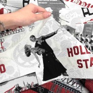 Tissu Jacquard Cinema 12 blanc rouge Tissu Jacquard Cinema 12 blanc rouge