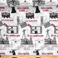 Tissu Jacquard Cinema 12 blanc rouge Tissu Jacquard Cinema 12 blanc rouge