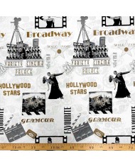 Tissu Jacquard Cinema 13 blanc or