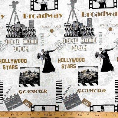 Tissu Jacquard Cinema 13 blanc or