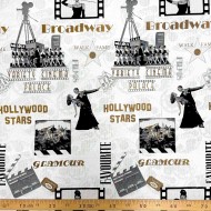 Tissu Jacquard Cinema 13 blanc or Tissu Jacquard Cinema 13 blanc or