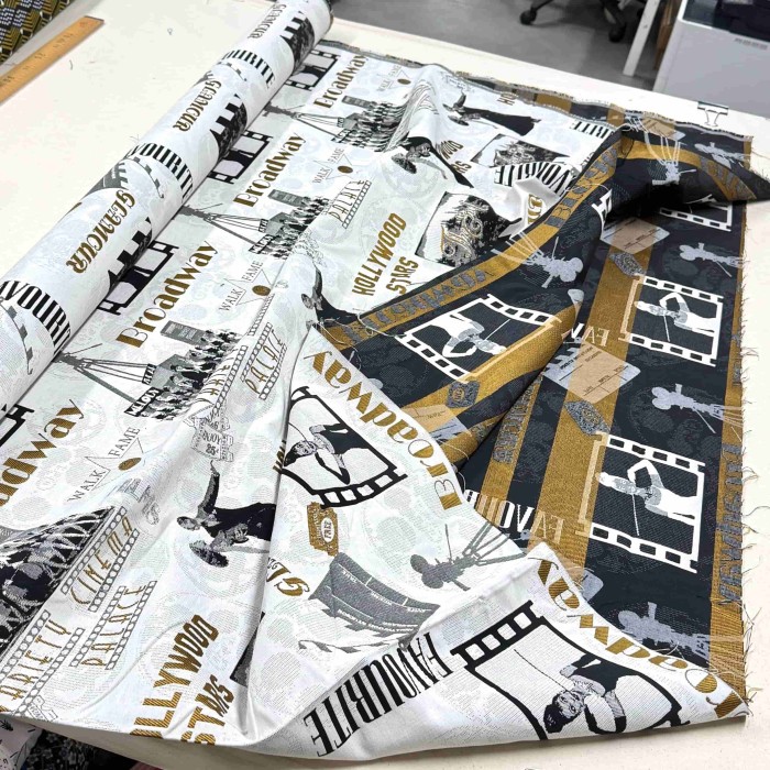 Tissu Jacquard Cinema 13 blanc or Tissu Jacquard Cinema 13 blanc or