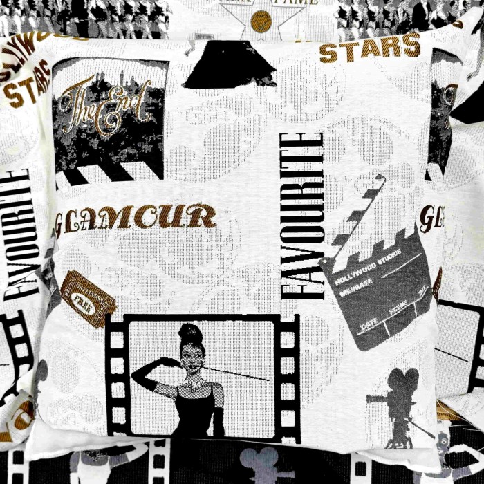 Tissu Jacquard Cinema 13 blanc or Tissu Jacquard Cinema 13 blanc or