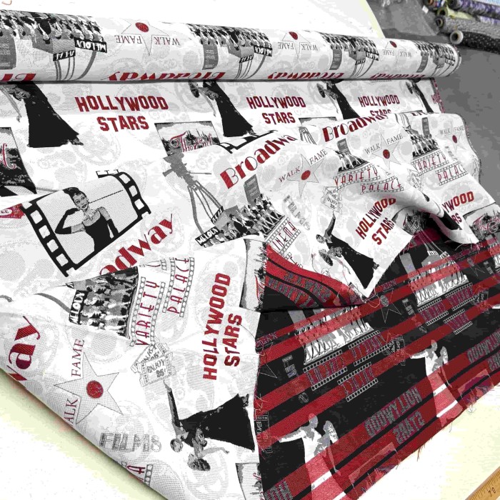 Tissu Jacquard Cinema 12 blanc rouge Tissu Jacquard Cinema 12 blanc rouge