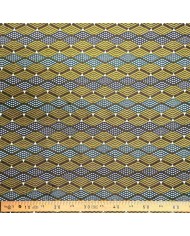 Tissu Jacquard Kenya Jaune géométrique bleu
