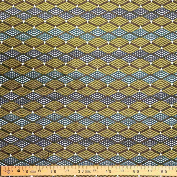 Tissu Jacquard Kenya Jaune géométrique bleu Tissu Jacquard Kenya Jaune géométrique bleu