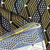 Tissu Jacquard Kenya Jaune géométrique bleu Tissu Jacquard Kenya Jaune géométrique bleu
