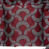 Tissu Jacquard Zama Rouge blanc géométrique