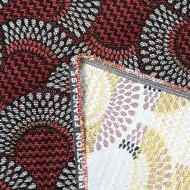 Tissu Jacquard Zama Rouge blanc géométrique