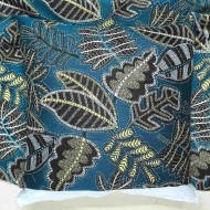 Tissu Jacquard Austral feuille bleu Tissu Jacquard Austral feuille bleu