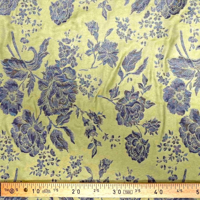 Tissu polyester coton fleurs vert - Made in France