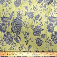 Tissu polyester coton fleurs vert - Made in France