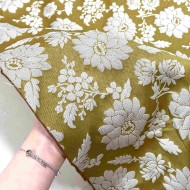 Tissu polyester coton fleurs ocre - Made in France Tissu polyester coton fleurs ocre - Made in France