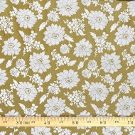 Tissu polyester coton fleurs ocre - Made in France Tissu polyester coton fleurs ocre - Made in France