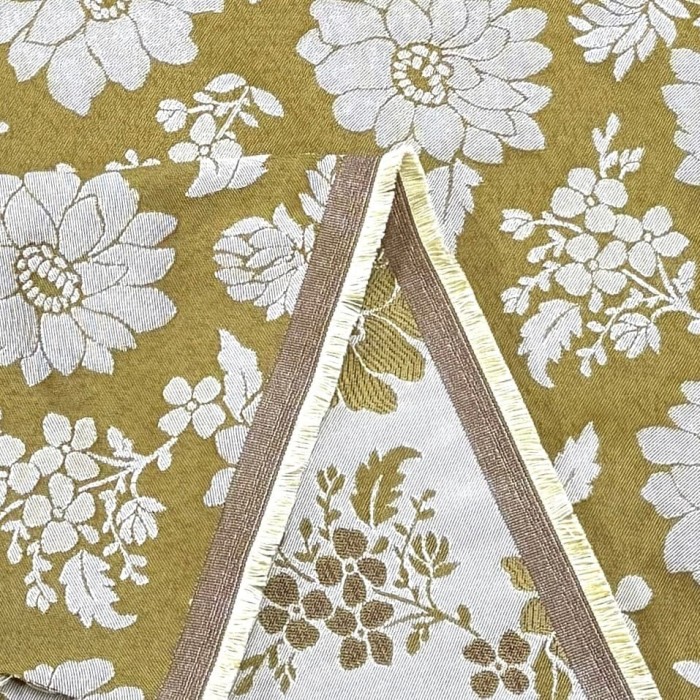 Tissu polyester coton fleurs ocre - Made in France Tissu polyester coton fleurs ocre - Made in France