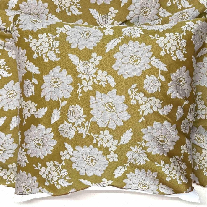 Tissu polyester coton fleurs ocre - Made in France Tissu polyester coton fleurs ocre - Made in France