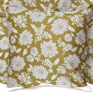 Tissu polyester coton fleurs ocre - Made in France Tissu polyester coton fleurs ocre - Made in France